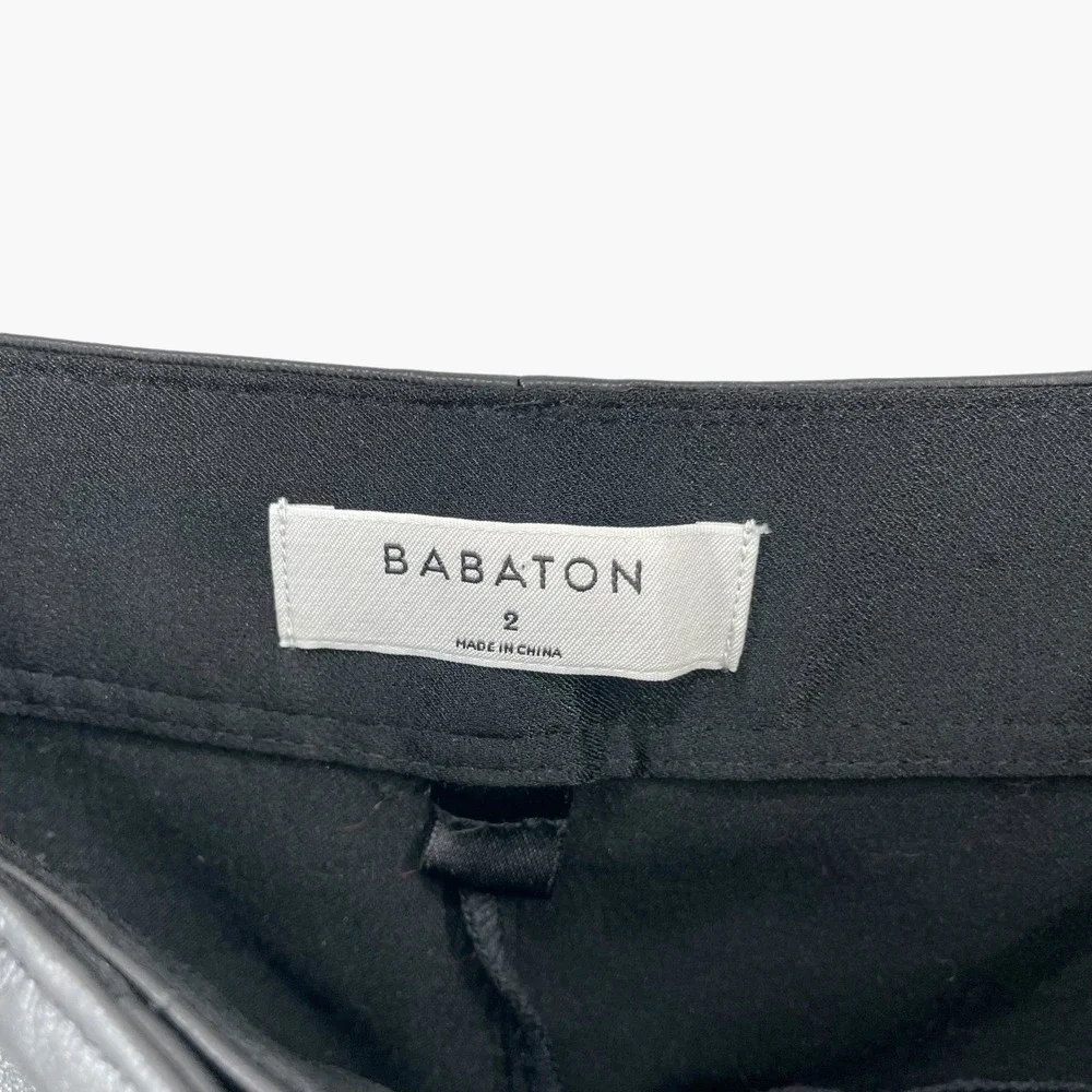 Aritzia Babaton Black Vegan Leather‎ Command Cropped Pant Straight Pants Size 2
